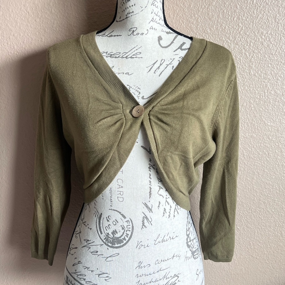 Xhilaration Y2K green cropped forest green cardigan preppy button closure Large